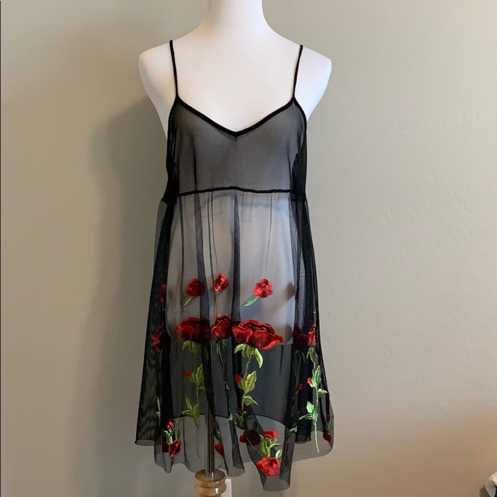 Sheer floral embroidered dress